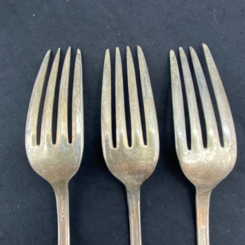 Antique William Rogers 1906 Flower Silverplate Dinner Forks Set 7.5